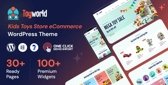 Toyworld - Kids Toys Store WooCommerce Theme WordPress theme homepage layout for a baby store shopping website