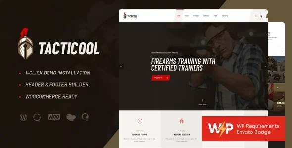 Tacticool | Shooting Range & Gun Store WordPress Theme WordPress theme homepage layout for a ammunition retail website