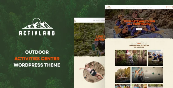 Activland - Outdoor Activities WordPress Theme WordPress theme homepage layout for a activities travel website