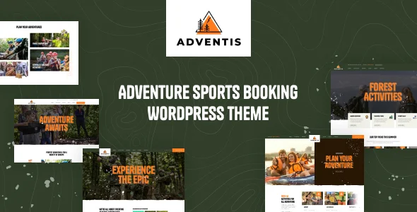 Adventis - Adventure Sports Booking WordPress Theme WordPress theme homepage layout for a adventure sports travel website