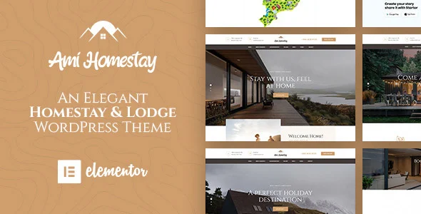 Ami Homestay - Hotel Booking WordPress Theme WordPress theme homepage layout for a apartment travel website