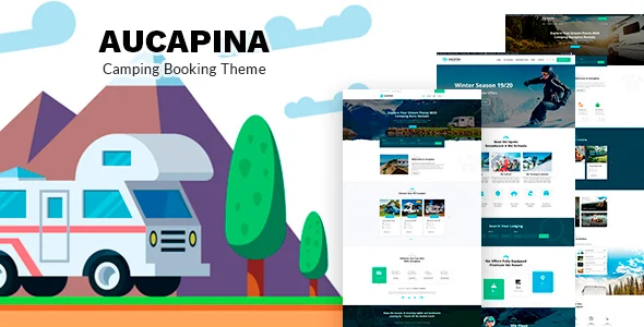 Aucapina - Motorhome & RV Rentals WordPress Theme WordPress theme homepage layout for a auto camping travel website