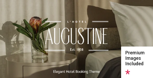 Augustine - Hotel Booking WordPress Theme WordPress theme homepage layout for a accommodation travel website