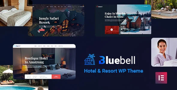 Bluebell - Hotel & Resort WordPress Theme WordPress theme homepage layout for a accommodation travel website