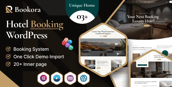 Bookora - Hotel Booking WordPress Theme WordPress theme homepage layout for a accommodation travel website