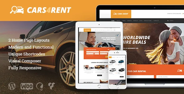 Cars4Rent | Auto Rental & Taxi WordPress Theme + RTL WordPress theme homepage layout for a app travel website