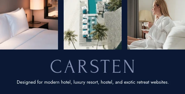 Carsten - Hotel Booking WordPress Theme WordPress theme homepage layout for a accommodation travel website
