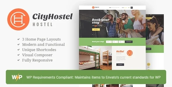 City Hostel | Travel & Hotel Booking WordPress Theme WordPress theme homepage layout for a agency travel website