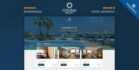 Colina : Resort and Hotel WordPress Theme WordPress theme homepage layout for a accommodation travel website