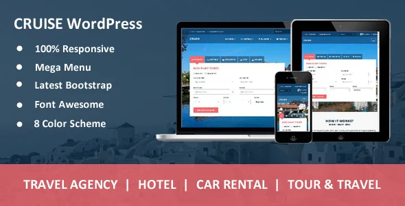 Cruise - Responsive Travel Agency WordPress Theme WordPress theme homepage layout for a ajax booking travel website