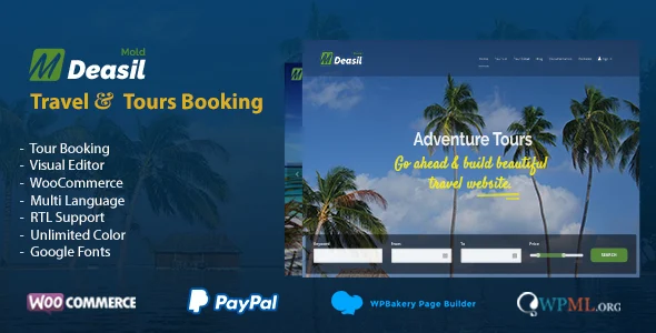 Deasil - Travel and Tour WordPress Theme WordPress theme homepage layout for a adventure travel website