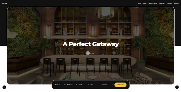 Dess - Hotel & Resort WordPress Theme WordPress theme homepage layout for a accommodation travel website