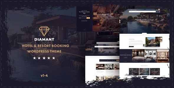 Diamant - Hotel & Resort Booking WordPress Theme WordPress theme homepage layout for a booking travel website