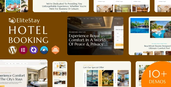 EliteStay - Hotel Booking WordPress Theme WordPress theme homepage layout for a accommodation travel website
