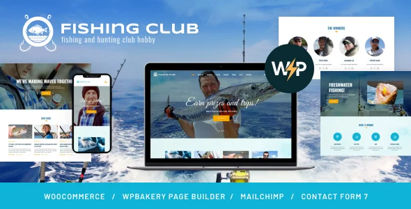 FishingClub - Fishing & Hunting WordPress Theme WordPress theme homepage layout for a camping travel website