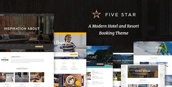 FiveStar - Hotel Booking WordPress Theme WordPress theme homepage layout for a apartment travel website
