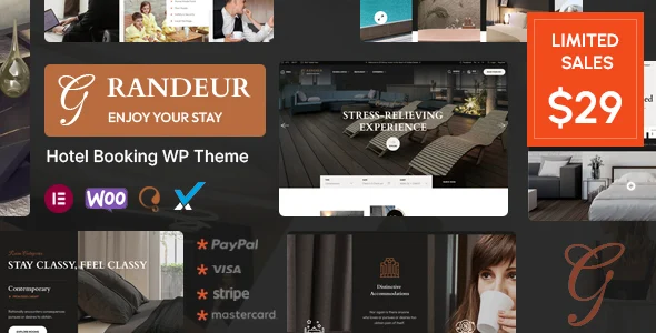 Grandeur - Hotel Booking WordPress Theme WordPress theme homepage layout for a adventure activities travel website