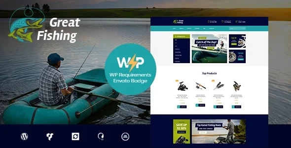 Great Fishing - Fishing & Hunting WordPress Theme WordPress theme homepage layout for a activity travel website