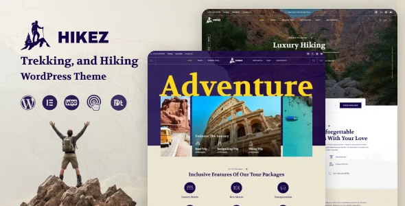 Hikez - Adventure Travel WordPress WordPress theme homepage layout for a adventure travel website