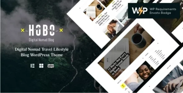 Hobo | Travel Blog & Digital Nomad Lifestyle WordPress Theme WordPress theme homepage layout for a adventure travel website