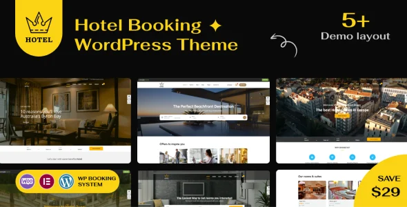 Hotel Booking WordPress Theme WordPress theme homepage layout for a booking travel website