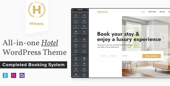 Hotel Theme Himara WordPress theme homepage layout for a bed and breakfast travel website