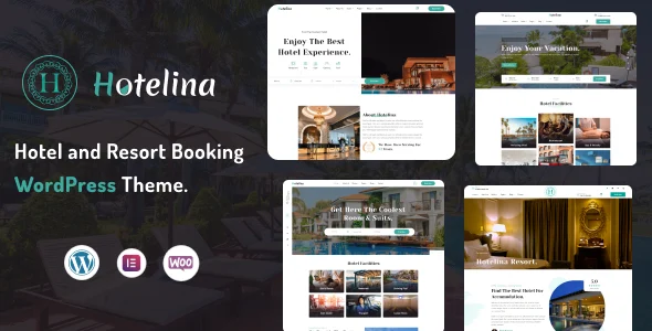 Hotelina – Hotel and Resort Booking WordPress Theme WordPress theme homepage layout for a accommodation travel website