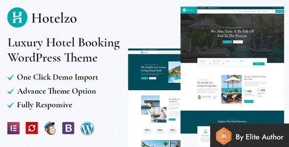 Hotelzo - Luxury Hotel WordPress Theme + RTL Ready WordPress theme homepage layout for a accommodation travel website