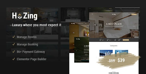 Hozing - Hotel Booking WordPress Theme WordPress theme homepage layout for a apartment travel website