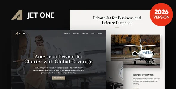 Jet One - Private Airline WordPress Theme WordPress theme homepage layout for a airbus travel website