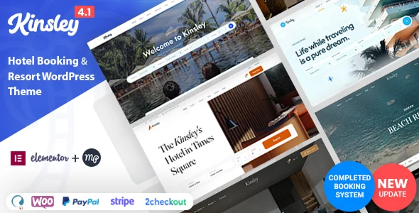 Kinsley - Hotel Booking Theme WordPress theme homepage layout for a accommodation travel website