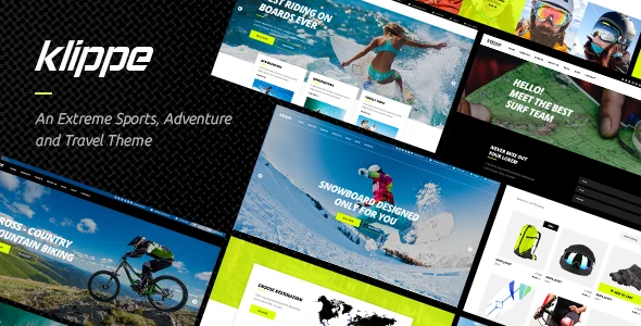 Klippe - Adventure Tours and Extreme Sports WordPress Theme WordPress theme homepage layout for a adventure travel website
