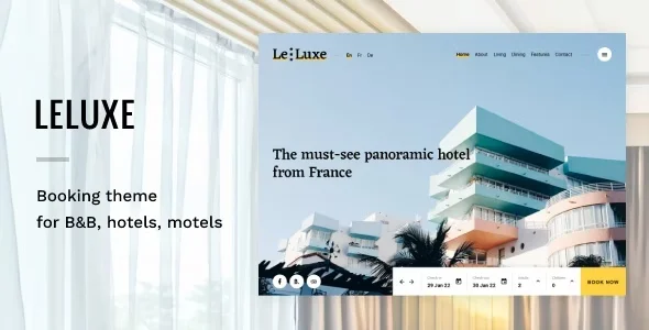 LeLuxe - Hotel WordPress Theme WordPress theme homepage layout for a b&b travel website