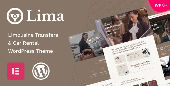 Lima - Limousine Transfers & Car Rental WordPress Theme WordPress theme homepage layout for a airport transfer travel website