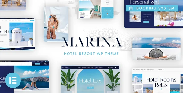 Marina Hotel Resort WordPress WordPress theme homepage layout for a accommodation travel website