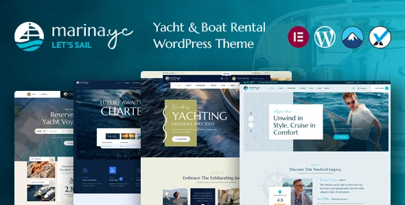 Marina - Yacht Club and Rental Boat WordPress Theme WordPress theme homepage layout for a boat travel website