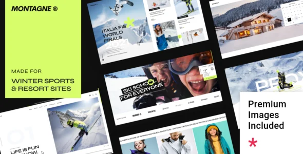 Montagne - Winter Sports & Ski Resort WordPress Theme WordPress theme homepage layout for a elementor travel website