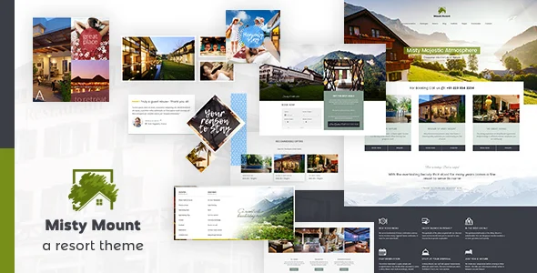 Mount Resort & Hotel WordPress WordPress theme homepage layout for a accommodation travel website