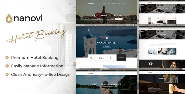 Nanovi - Resort and Hotel WordPress Theme WordPress theme homepage layout for a booking travel website