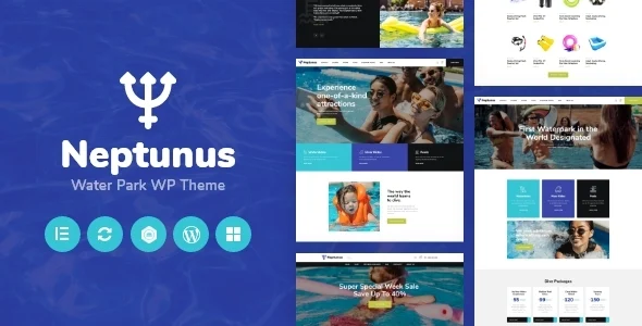 Neptunus - Water & Amusement Park WordPress Theme WordPress theme homepage layout for a activities travel website