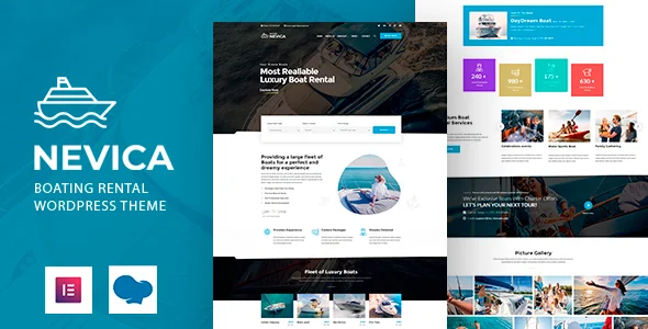 Nevica - Yacht Rental WordPress Theme WordPress theme homepage layout for a boat travel website
