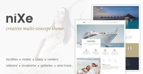 Nixe | Hotel and Yachting WordPress Theme WordPress theme homepage layout for a booking travel website