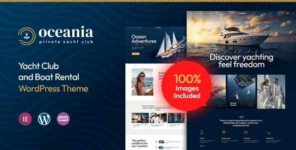 Oceania - Yacht Club and Boat Rental WordPress Theme WordPress theme homepage layout for a boat travel website