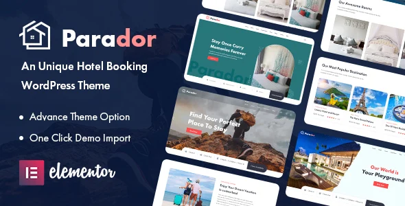 Parador - Hotel Booking WordPress Theme WordPress theme homepage layout for a accommodation travel website