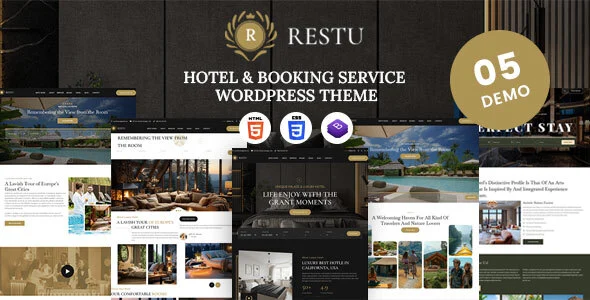 Restu - Hotel & Resort Booking WordPress Theme WordPress theme homepage layout for a accommodation travel website