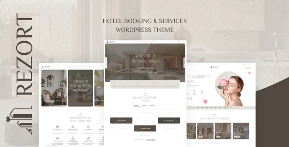 Rezort - Hotel Booking WordPress WordPress theme homepage layout for a accommodation travel website