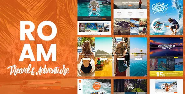Roam - Travel & Tourism WordPress Theme WordPress theme homepage layout for a adventure travel website