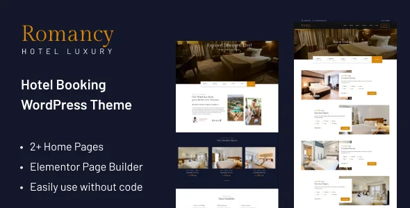 Romancy - Hotel Booking WordPress Theme WordPress theme homepage layout for a accommodation travel website
