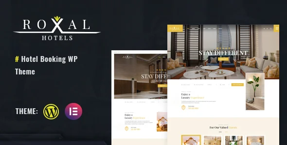 Roxal  - Hotel booking WordPress Theme WordPress theme homepage layout for a accommodation travel website