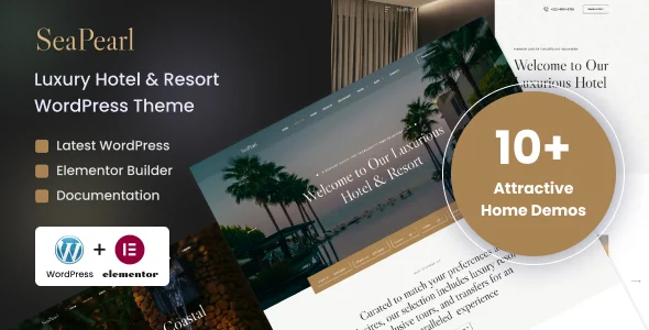 SeaPearl - Luxury Hotel & Resort WordPress Theme WordPress theme homepage layout for a apartment travel website